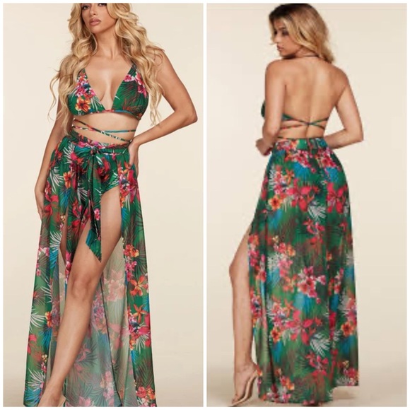 Tropical Print Maxi Dress By Latiste - Picture 1 of 6